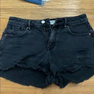 Black high rise jean shorts